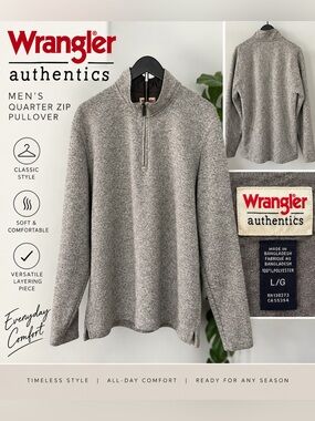 Wrangler Light Grey Half-Zip Pullover Sweater